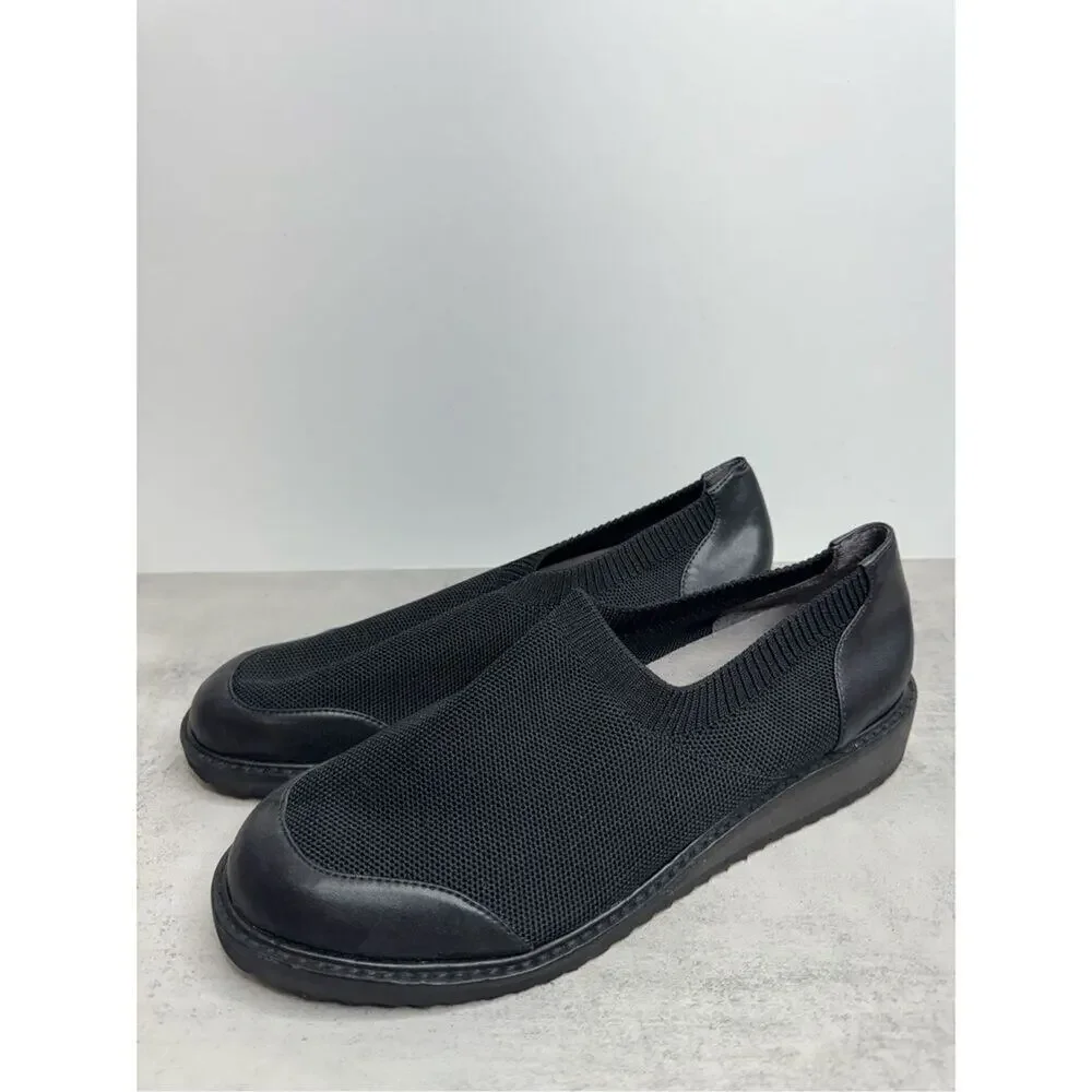David Tate Social Black Knit Shoes Size 10 Leather‎ Lining Fabric Loafers NEW